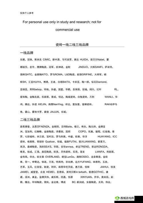 一线产区、二线产区知名品牌是：