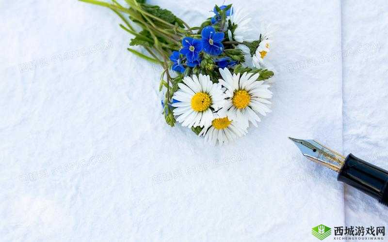 一支笔置于菊花旁：别样的独特景致